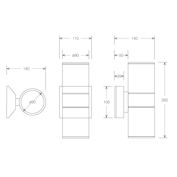 2. LED Cylinder Wall Mount Fixtures Zolu Lighting Costa Rica